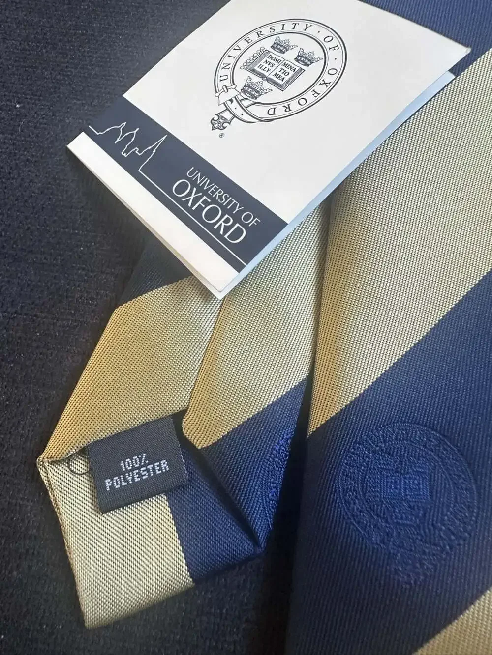 NWT University of Oxford Official Licensed Striped Tie  Embroidered Crest